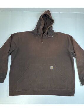 Carhartt Mens 3XL Tall Brown Loose Fit Midweight Pullover Hoodie Sweatshirt